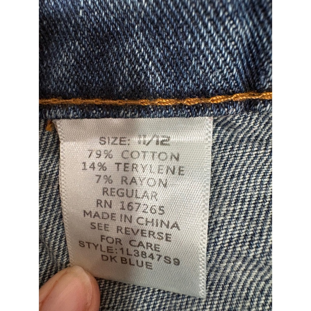 Lilac Sunset Wide Leg Jeans Dark Blue High Rise Raw Hem Size 11/12 1L3847S9 - Picture 3 of 8
